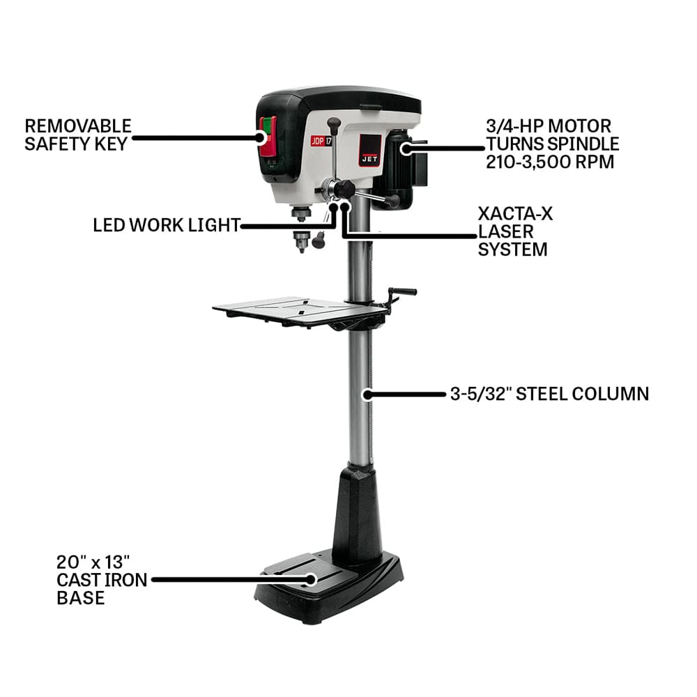 17" Floor Drill Press - 3/4 HP 1 Ph 115V - JDP-17