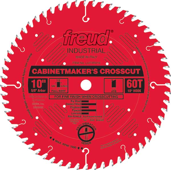 LU73R010 Cabinetmaker's Crosscut Saw Blade 10" x 5/8" bore x 60 Tooth Hi-ATB alt 0