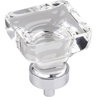 Harlow Large Square Glass Knob, 1-3/8" O.L., Polished Chrome alt 0