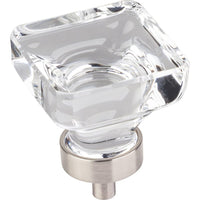 Harlow Large Square Glass Knob, 1-3/8" O.L., Satin Nickel alt 0